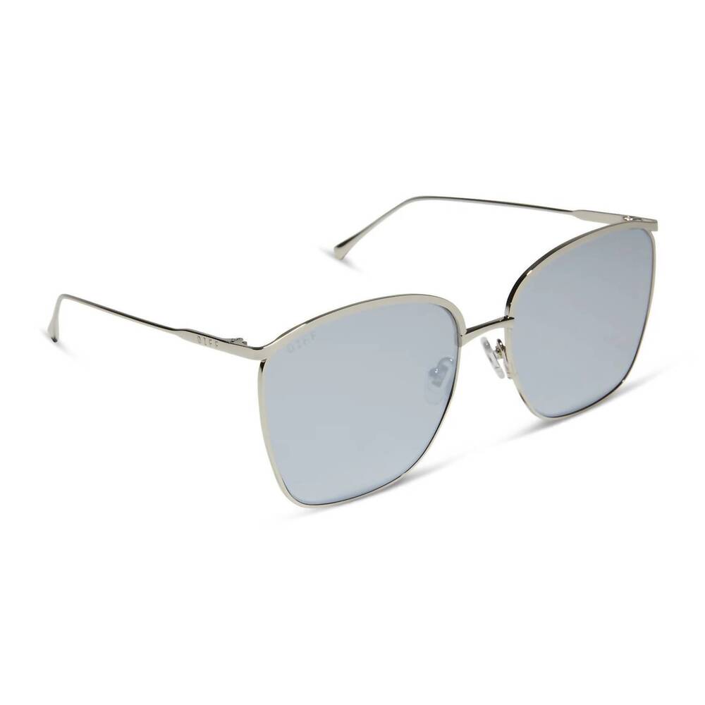 NEW DIFF women's vittoria sunglasses in silver + silver mirror